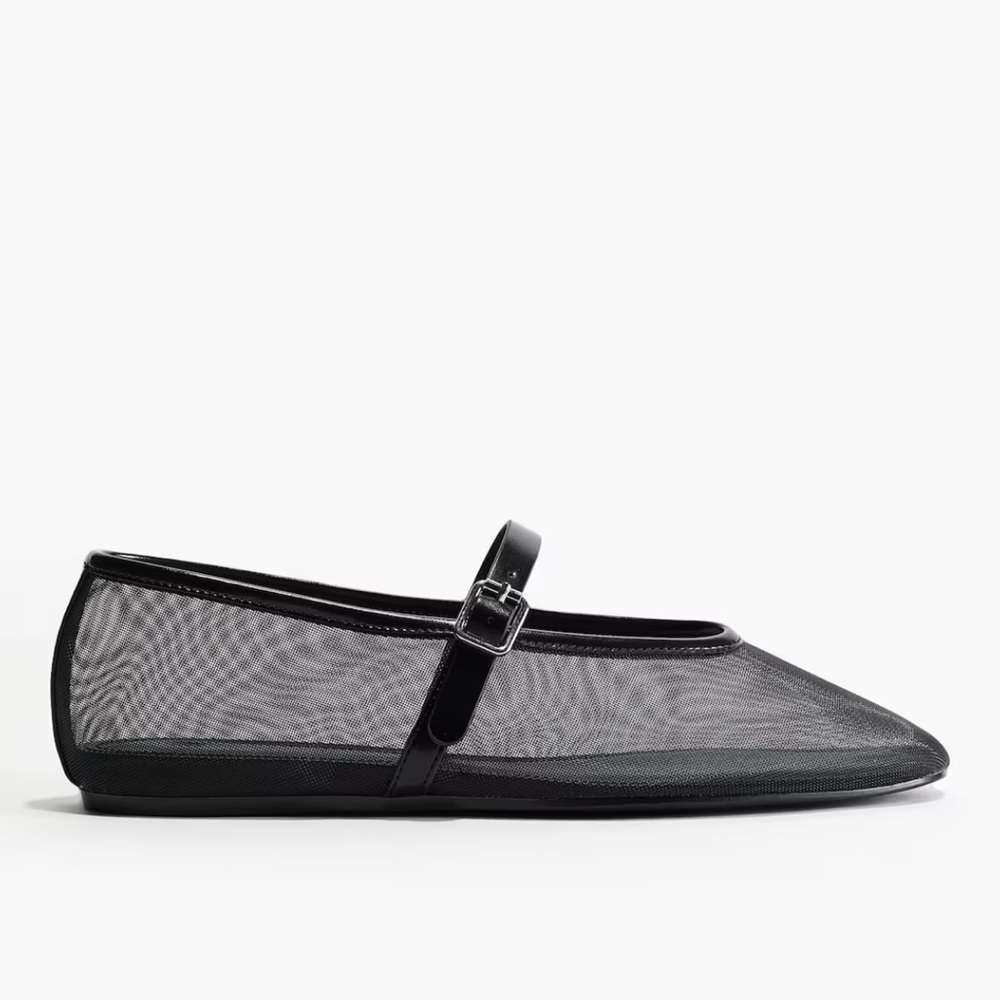 H&M Black Mesh Mary Jane Flats
